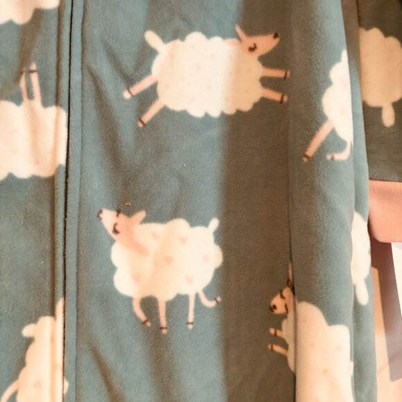 Carter’s Girl Footed Fleece Sleeper Pajamas Sheep Print Teal 4T - Picture 3 of 6